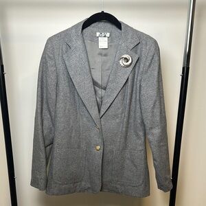 NWT Vintage Grey Wool Blend JBJ Women's Business Fitted Blazer Size 10